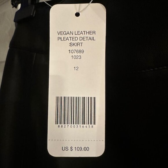 Black Vegan leather Mini Skirt - Size 12 (New) - Picture 2 of 3